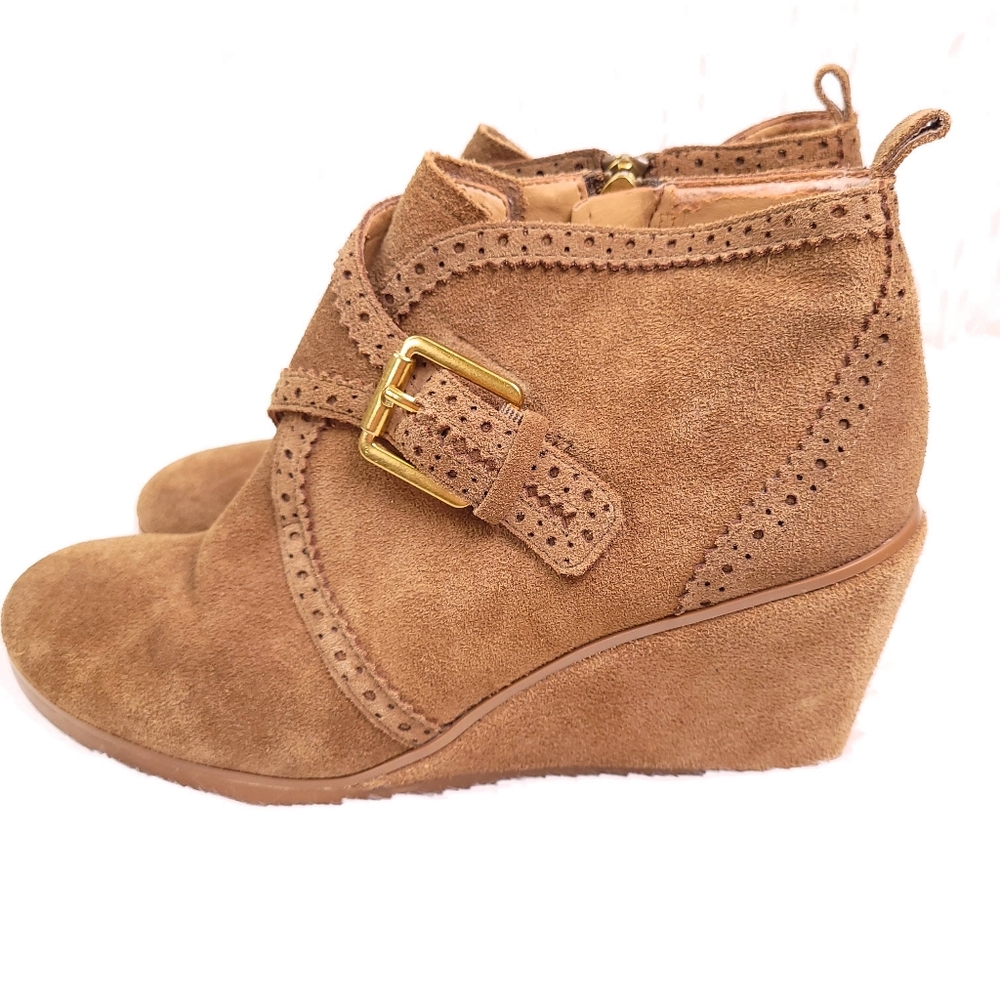Franco Sarto Arielle Wedge Booties Suede Leather 9.5 - Picture 5 of 10